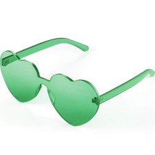 Heart Shape Sunglasses Rimless Transparent Heart Glasses Party Favors Green 