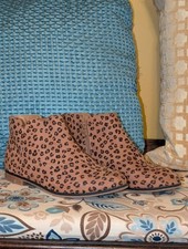 Cat Jack Leopard Print Ankle Boots Size 5 Side Zip Girls Faux Suede