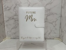 Wedding Planner Book and Organizer for The Bride White Faux Leather, Gold Foil