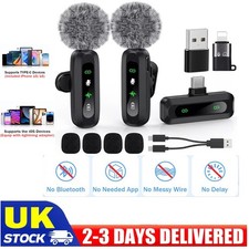 Wireless Lavalier Microphone Clip Mic For iPhone iPad Samsung Recording Vlog UK