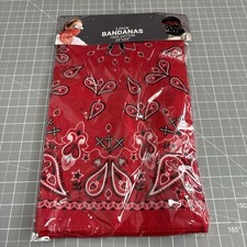 3-Pack Red Classic Paisley Bandanas, 100 Cotton, 22" x 22