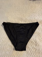 VTG black Satin String Bikini Panties Size 7/L
