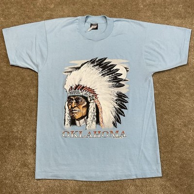 Vintage 90s Oklahoma Chief Native American T-Shirt USA Screen Stars Best Large 