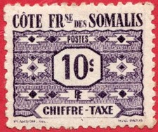 TIMBRE TAXE NEUF - COTE FRANCAISE DES SOMALIS - N° 44- 1947 - verso imprimé !!