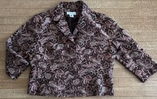 Nine West Womens Blazer Size XL Brown Floral Stretch Button