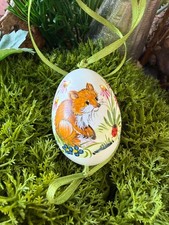 Kleine Laufenteneier grün, Osterei, Ostern , Fuchs,  5,5 cm, handbemalt