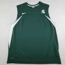 Michigan State Spartans Shirt Mens XL Green White NCAA Basketball Nike Dri Fit