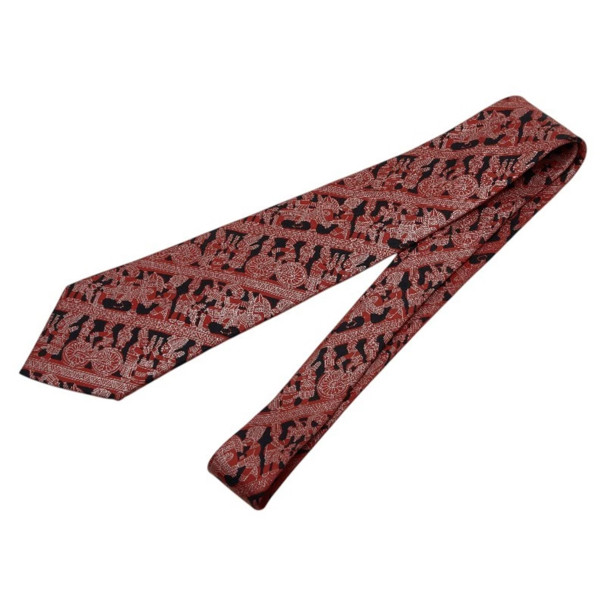 Cravate HERMES 100% Soie - Modèle Ourson - Marron - Occasion En Très Bon état