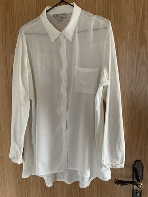 Comma Damen Bluse Hemdbluse Langarm Cremefarben Gr. 42