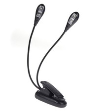Flexible Music Stand Light Clip On LED Book Lights Reading Lamp Adjustable Black
