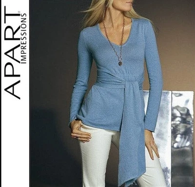NEU: DESIGNER PULLOVER mit BINDEGÜRTEL 10% CASHMERE GR. 40 42 APART bleu *316168 - Bild 1 von 2