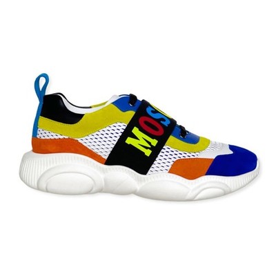 MOSCHINO MULTICOLOR ELASTIC BAND TEDDY SHOE LUXURY SNEAKER $535