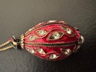 Vintage Sterling Silver  necklace with Crystal Enamel Faberge Egg Pendant — photo 3