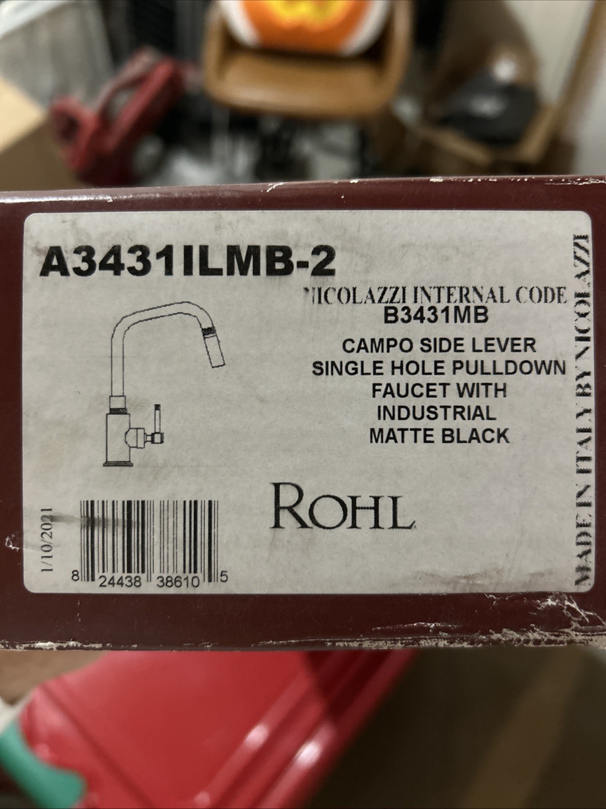 Rohl A3431ILMB-2 Campo Pull-Down Side Lever Kitchen Faucet Matte Black. Sealed.
