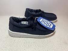 Hey Dude Wally Youth Size YT2 Navy Blue Lightweight Slip On Casual Shoes NWT