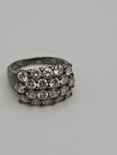 Vintage Sterling Silver Clear CZ Cubic Zirconia Band Ring Size 8