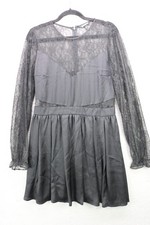 Express Black Satin & Lace Dress-Cut Out-Size 12-Goth-Witchy-Fairy-Grunge