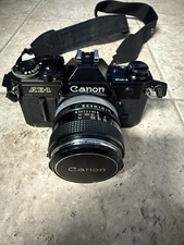 Canon AE-1 Black 35mm SLR Film Camera, 50mm Lens, Bag  Strap, Tested  Working