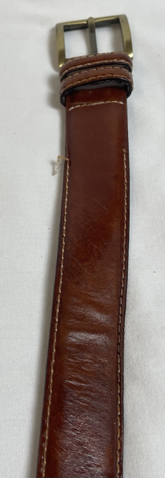 Vtg Fine Italian Leather Belt Men’s 38 Brown Double Loops Solid Brass Buckle