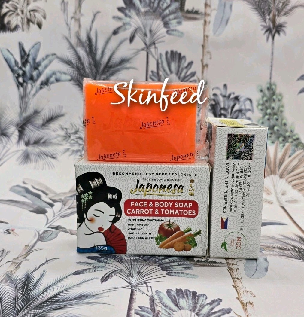 Jabón facial y corporal japonés X 2. Blanqueamiento exfoliante de zanahoria y tomates