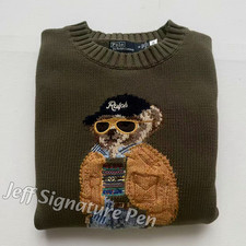 POLO RALPH LAUREN Polo Crewneck Sweater Marled Olive Women Small NWT