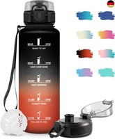 Wasserflasche 1.5L, Sportflasche Mit Filter, Motivierende Trinkflasche,