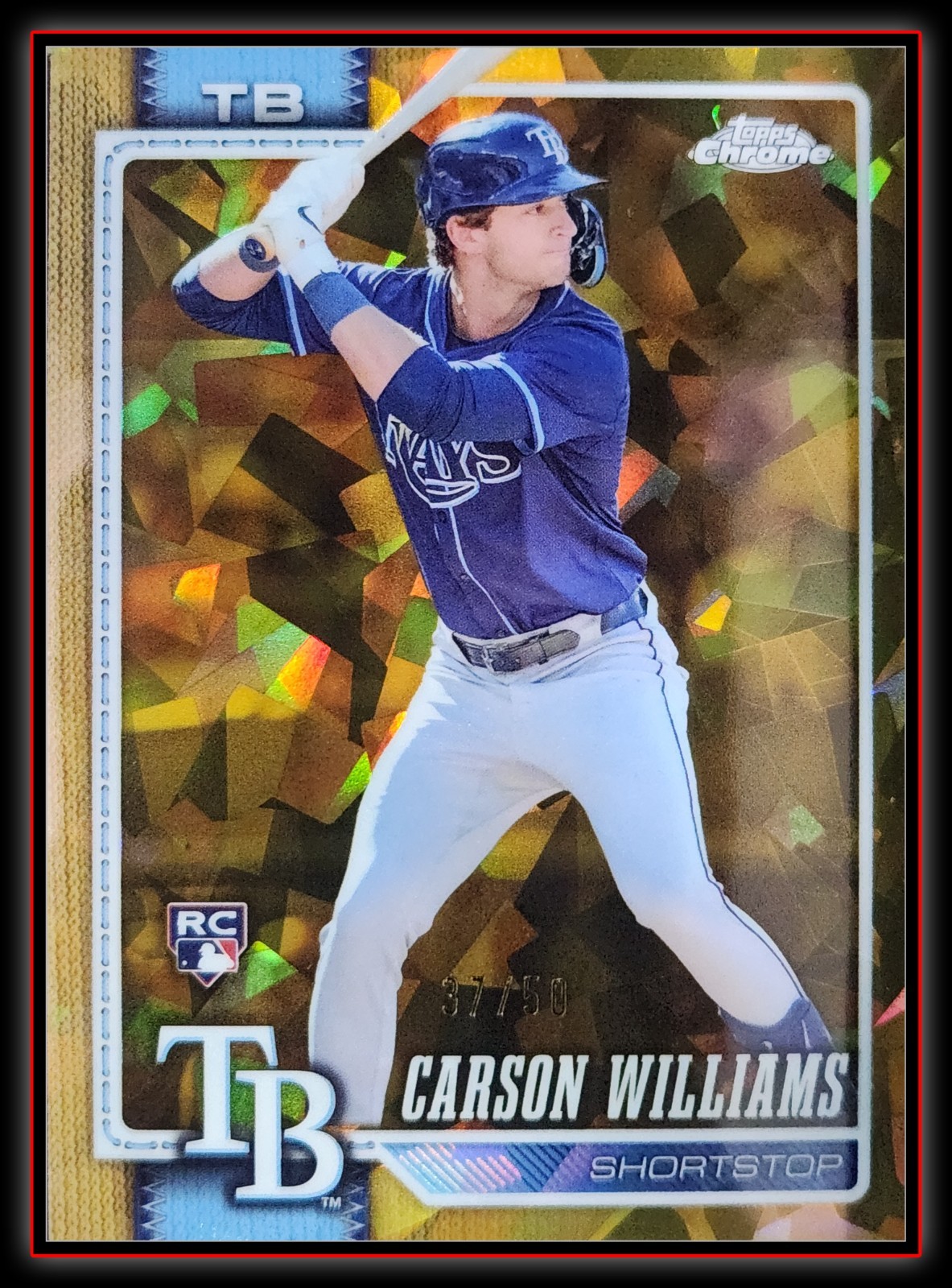 Carson Williams 2026 Topps Chrome Baseball #195 Gold Sapphire RC /50