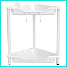 Rustproof 2 Tier Floor Standing Corner Shower Caddy Organizer, Plastic Metal ...