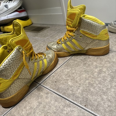 Rare Adidas Jeremy Scott High-Top Sneakers Men 8.5 Silver