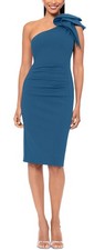 Betsy  Adam Womens Asymmetric Ruffled Sleeveless Sheath Dress 8 Azure NWT 219