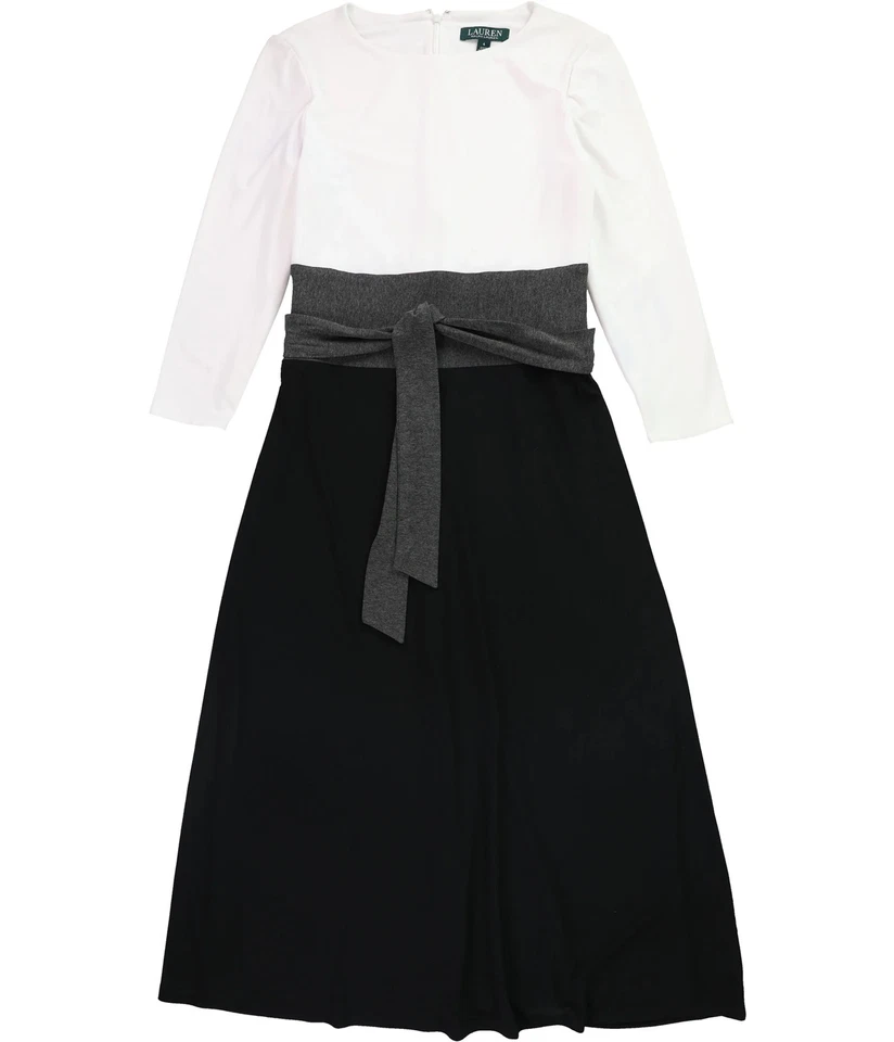 Ralph Lauren Womens Paneled Jersey Midi Dress, whiteblackgray, 4