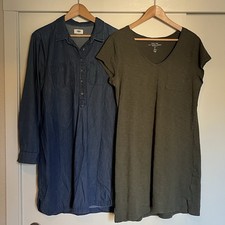 Old Navy Chambray Shirt Dress sz. L & Gap Green V-Neck T-Shirt Dress sz. L