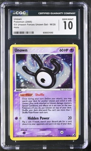 CGC 10 GEM MINT Unown 2005 EX Unseen Forces W/28 Holo Pokemon Card