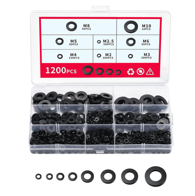 #ad 1200PCS Nylon Washer Assortment Kit M2 M10 Plastic Flat Lock Washers for Bolts $15.99