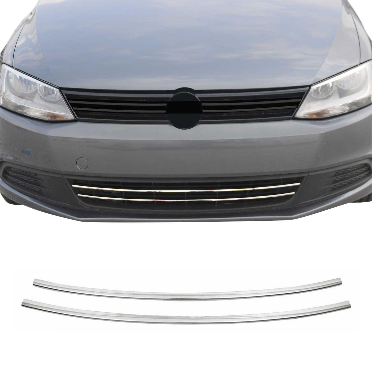 Moulure de Grille de Calandre Chromée pour VW Jetta 2011-2014 en ABS Ajustement Précis 2 Pièces