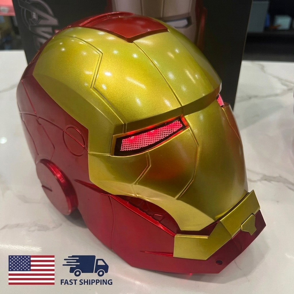 Iron Man Helmet 1:1 Automatic Opening Closing Wearable LED Cosplay Mask Toy