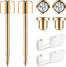 Ear Piercing Kit Gold 4Mm with Safety Back Disposable Ear Piercing Gun Kit 2 Pac