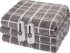 Electric Heated Blanket Queen Size 84"x90", Dual Controllers Heating Zones