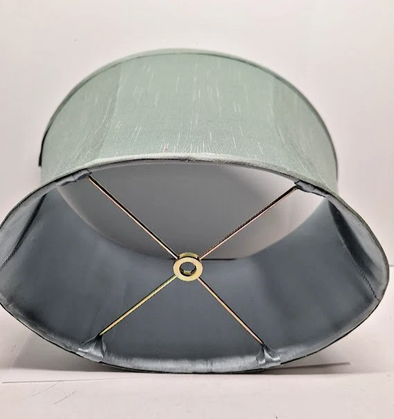 Abajur de tecido oval vintage, cor azul-petróleo seda e forrado, 10 x 11 x 17" - Imagem 2 de 4