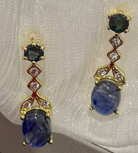 Natural Kyanite Sterling Silver Earrings - Picture 3 of 4
