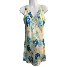 Oscar De La Renta Satin Nightgown S Blue Floral Summer Ethereal Romantic Sleep
