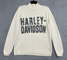 VTG Harley Davidson Spell Out Sweater Mens Large Stitched Letters Ivory 90s