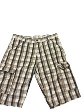 Levi's Shorts Men's 36 White Brown Plaid Flat Front Cargo