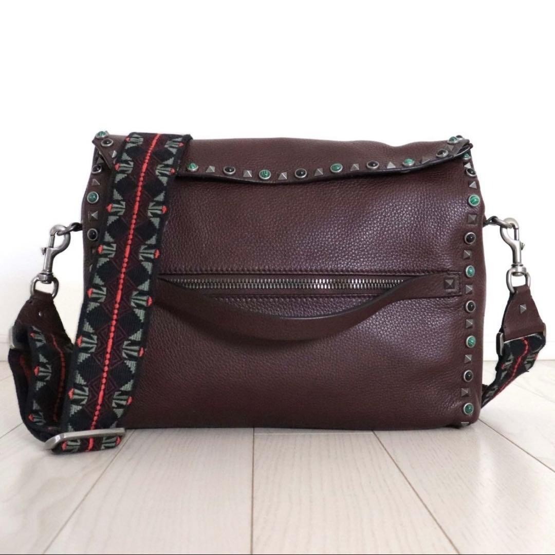 Valentino Garavani Rockstud Leather Crossbody Bag Bordeaux Shoulder Purse Japan