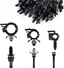 150PCS Cable Zip Ties with Tie Mount,Push Mount Nylon Car Wire Loom Black 
