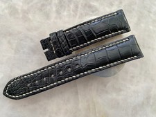20mm/18mm Black Alligator Crocodile Print Leather Watch Strap Band