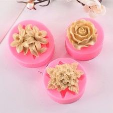 3 Pack Silicone Mold - 3D Flower Shapes: Rose, Peony  Round for Resin Candle...
