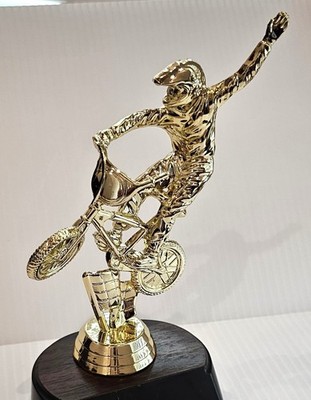 BMX Bicycle with Rider Gold Plastic Trophy Topper 6'' Tall - NEW !!