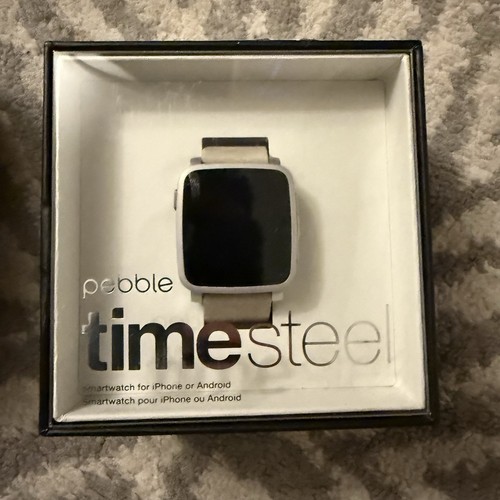Montre connectée Pebble Time Steel neuve dans sa boîte avec bracelet cuir - Photo 5 sur 24