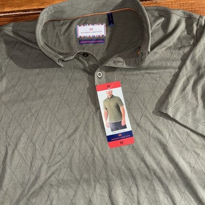 Modern Ambition Polo Shirt Men's Medium Green Short Sleeve Golf Casual Quick Dry
